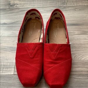 TOMS Vibrant Red Canvas Loafers